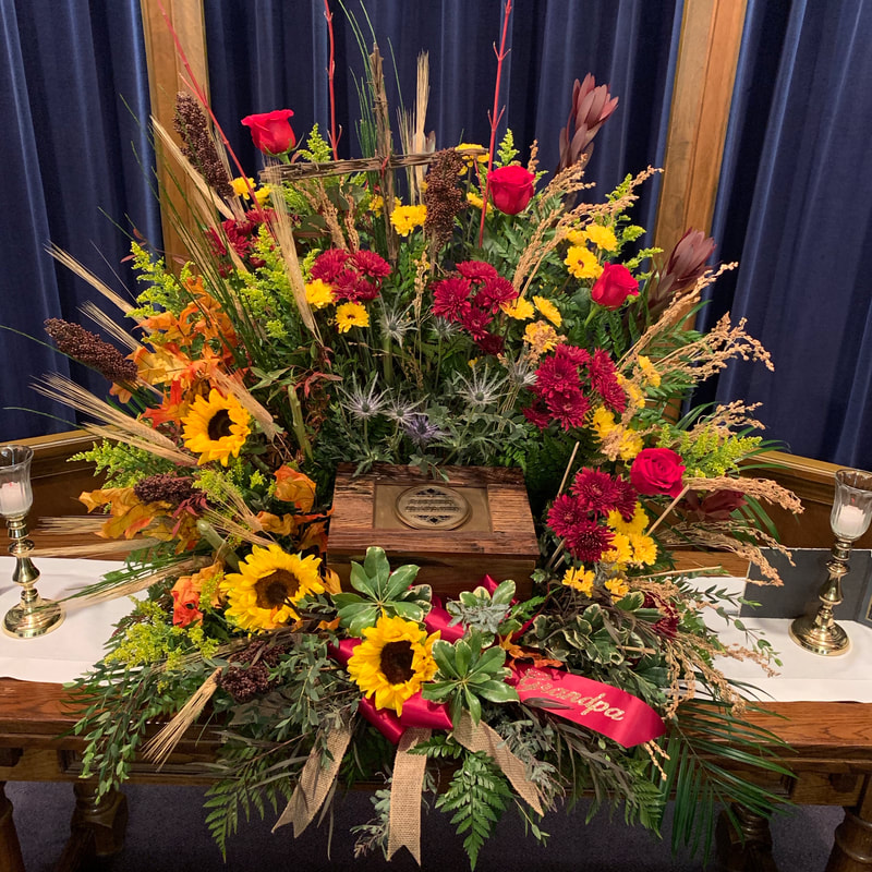 Masculine Sympathy Funeral Arrangement - Uptown Florist - Glenwood, MN